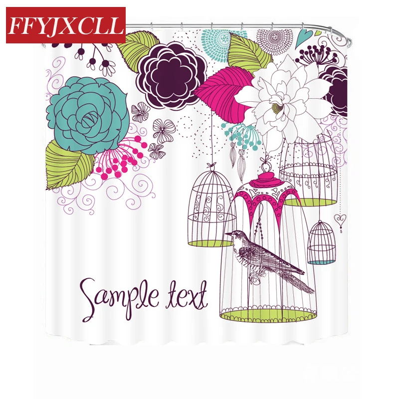 

Multiple Size Digital Printing 16 Style Polyester Waterproof Fabric Shower Curtain Bath Modern Bathroom Curtain With 12 Hook