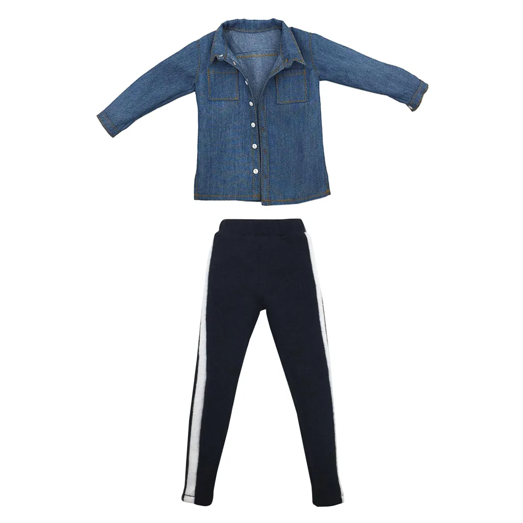 1:6 Men Side-striped Pants + Shirt Coat Cloth for 12inch Figure Doll Toys