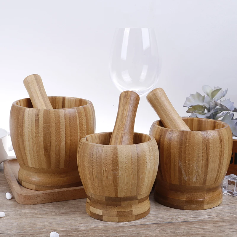 Mill Wooden Mortar And Pestle Set Garlic Pot Grinding Bowl Kitchen Tools & Gadgets Herb Mill Crusher
