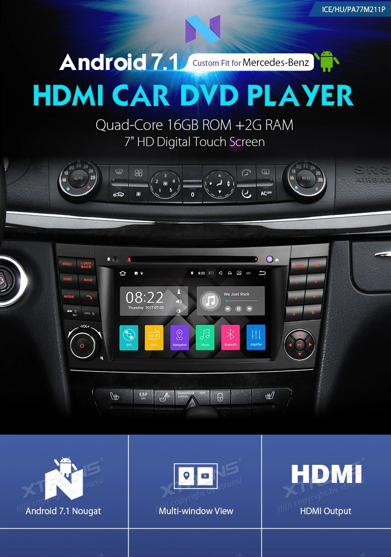 Discount 7" Android 7.1 OS 2G+16G Car DVD for Mercedes-Benz E-Class W211 2002-2008 & CLS-Class W219 2005-2006 with 2GB RAM & HDMI Output 0