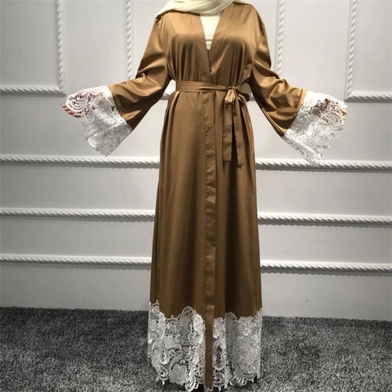 Muslim Women lace abaya 2018 dubai kaftan cardigan dress arab...