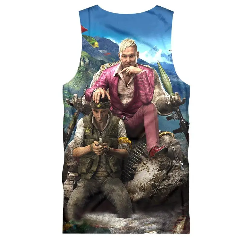 Летний жилет мужской 3d принт Far Cry Character Undershirts Tank Top круглый воротник без рукавов Повседневные рубашки плюс размер 5XL Футболка Топ