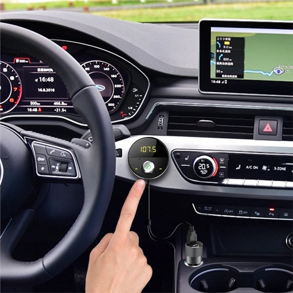 

Bluetooth AUX Handsfree Car Kit 3.5mm Jack Audio MP3 Player Wireless FM Transmitter Auto SpeakerPhone Carkit USB Adapter