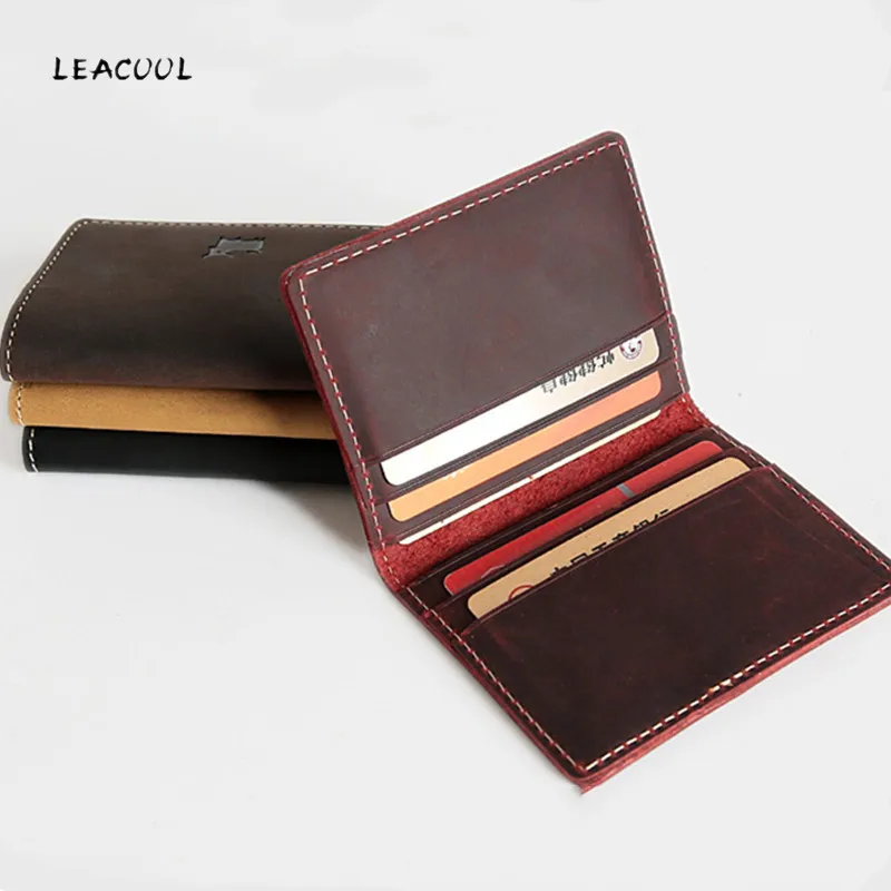 

LEACOOL Slim Real Leather Driving Licence Pocket Bank Credit Card Case Thin Cash Card Wallet Men Cash Cards Pack Cards Holder