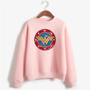 

Fashion Wonder Woman Sweatshirt Women Hipster Superman Movie Crewneck Sweatshirts Long Sleeve Pullover Harajuku Hoodies