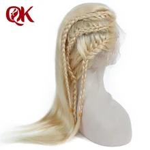 QueenKing hair Lace Front Wig 180% Density Blonde 613 Silky Straight Preplucked Hairline 100% Brazilian Human Remy Hair