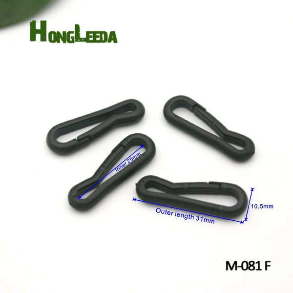 Wholesale 150pcs/lot black plastic snap clip hooks Mini carabiner backpack paracord strap hooks