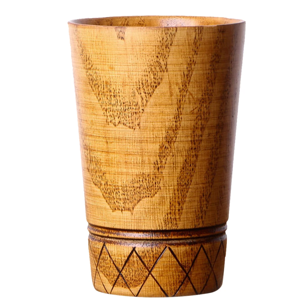 11.5cm Wooden Mug Beer Dringking Cup Handcrafted Groomsmen Wedding Party Favor Vintage Handmade Drinkware Mugs   -Brown