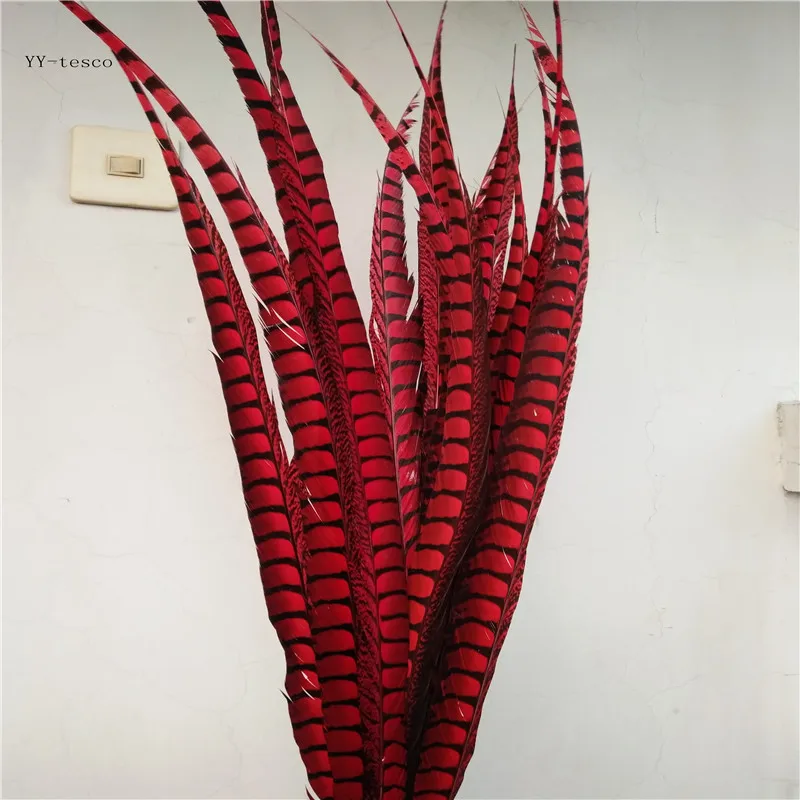 

100pcs 32-36inche/80-90cm natural Lady Amherst Pheasant Feather red pheasant feathers for carnival party costumes decoration