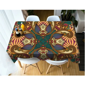 

Fashion Colorful Stripe Ethnic Style Pattern Tablecloth Washable Cotton Cloth Thicken Rectangular and Round Wedding Table Cloth