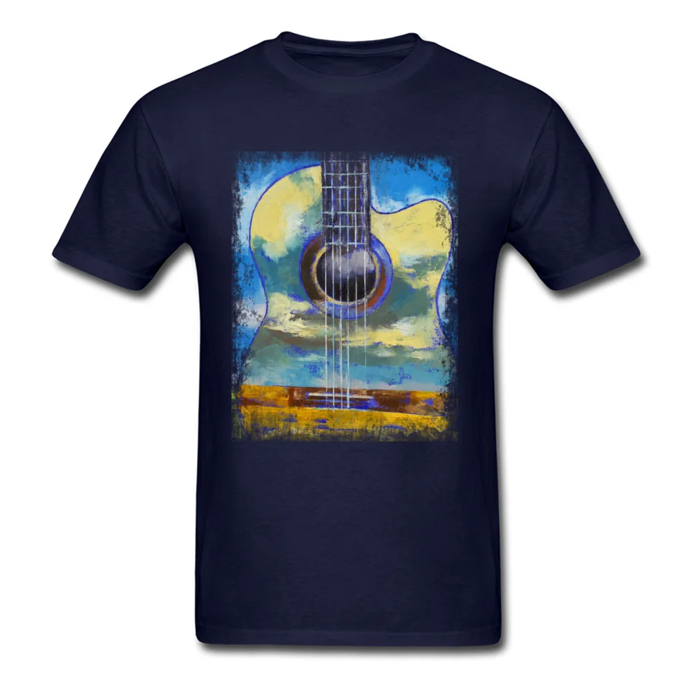 GUITAR CLOUDS On Sale Birthday Tops T Shirt Round Neck VALENTINE DAY Pure Cotton Short Sleeve T-Shirt for Men Custom Tshirts GUITAR CLOUDS navy