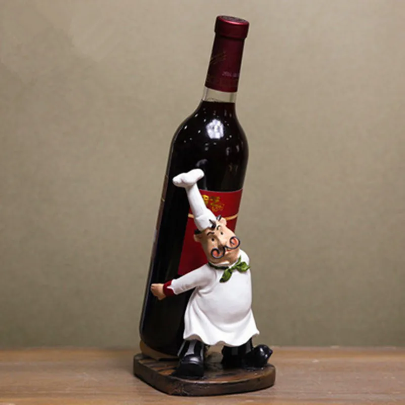 

High Quality Simple Modern Cartoon Simulation Chef Resin Red Wine Rack Craftwork Figurines Bar Counter Ornaments X1395