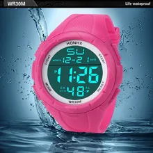 Женские Мужские спортивные часы, уличные спортивные водонепроницаемые светодиодный детские наручные часы, военные многофункциональные наручные часы для мальчиков, наручные часы для девочек Montre Femme