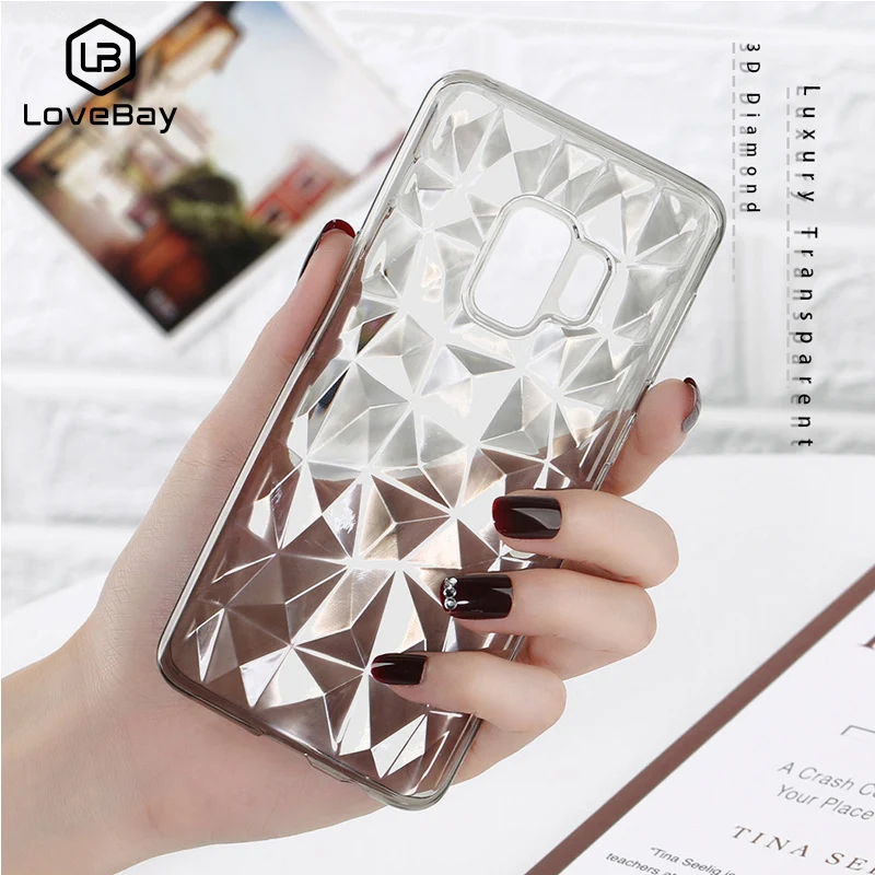 

Lovebay For Samsung Galaxy S7 Edge S8 S9 Plus Note 8 9 Phone Case Luxury Diamond Texture Case Clear Soft TPU Case For Samsung S9