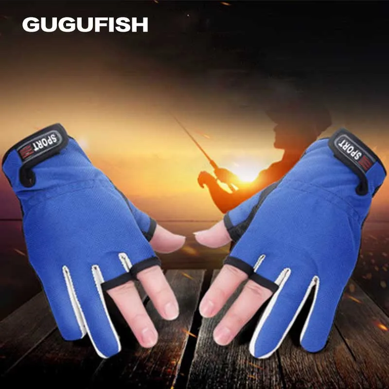 

GUGUFISH 1Pair Sport Leather Fishing Gloves 3 Half-Finger Breathable Anti-Slip Glove Unisex breathable anti-skid gloves for men