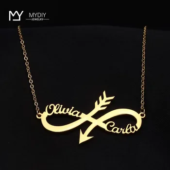 

Custom Arrow Name Necklace Personalized Gold Infinity Necklaces For Women 925 Sterling Silver Jewelry Handmade Gift