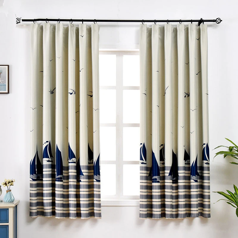 Modern Printed Tree Short Curtains for Kids Bedroom Children's Room Window Treatments Drape for Living Room