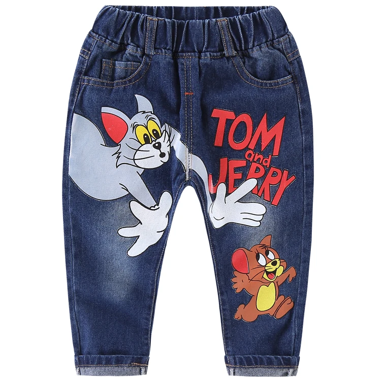 

2-8y Hot baby boys jeans cartoon vetement enfant fille long trousers 2019 spring & summer blue kids denim pants for girls