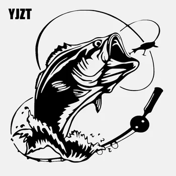 

YJZT 16.5CM*16.5CM Car Sticker Bass Fish Ocean Sea Car Truck Window Vinyl Decal Black/Silver C24-0729