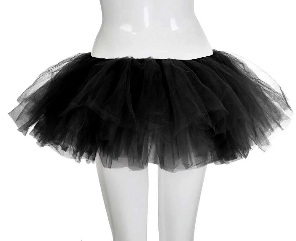 5 слоев, сексуальная юбка миди из тюля, уличная одежда, плиссированные юбки, женская короткая юбка-пачка, Femme, зимняя готическая юбка, юбка-пачка - Цвет: Black