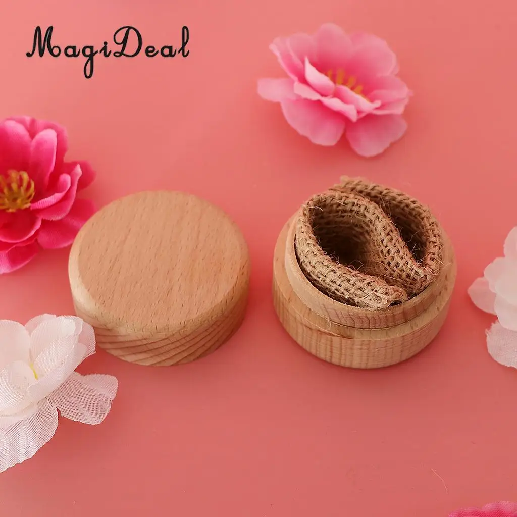Magideal Rustic Country Style Wedding Ring Bearer Box Case Wooden