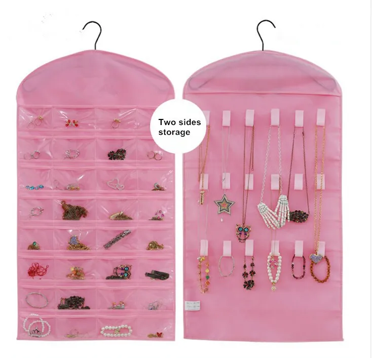 Hot Hanging Pink Dress Jewelry Bag Pouches Holder Fabric Jewelry Storage & Display Organizer