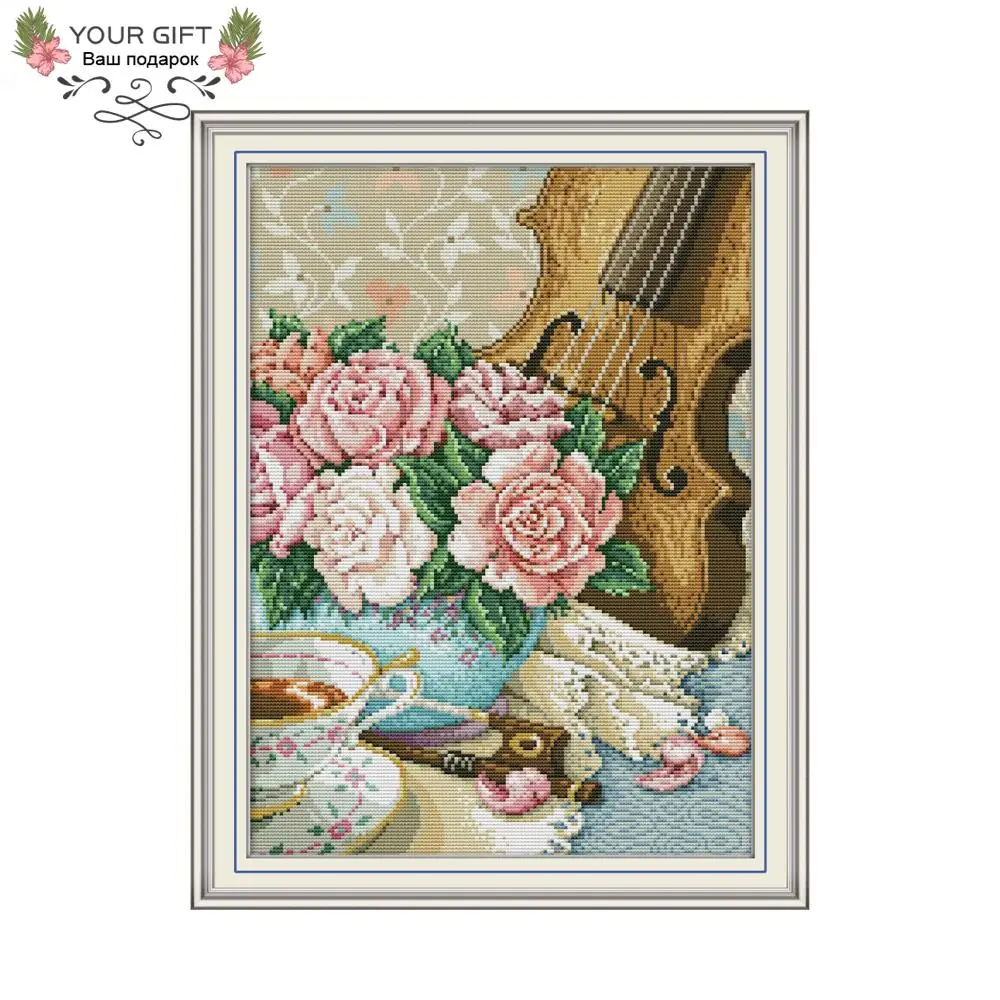 

Joy Sunday J460 Violin 14CT 11CT Counted and Stamped Violin Needlework Joy Sunday Cross Stitch Kits