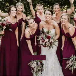 Платья подружки невесты 2019 Простые Длинные свадебные праздничные платья эластичный атлас Спагетти ремень линии длиной до пола