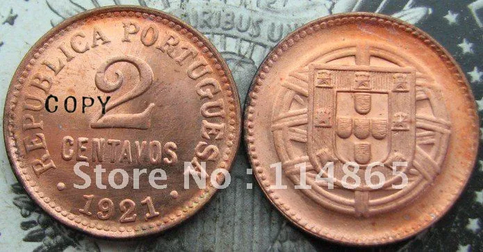 

PORTUGAL,2 CENTAVOS 1921 copy coins commemorative coins-replica coins medal coins collectibles badge