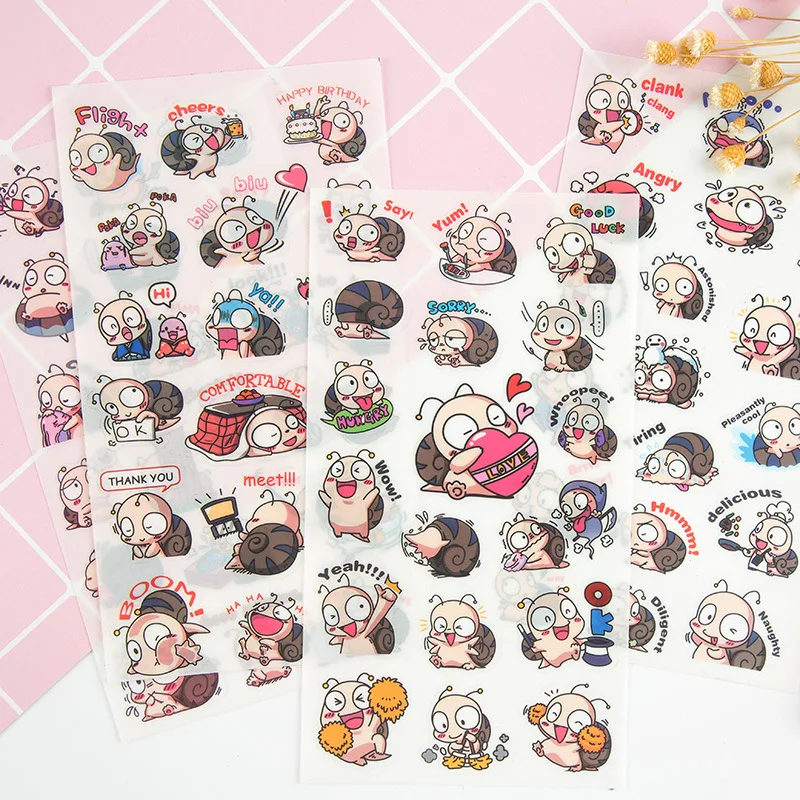 

AAGU 6PCS/Lot Happy Snail Animal Adhesive Stickers Scrapbooking Halloween Christmas Stickers Stationery /Bullet Journal Stickers