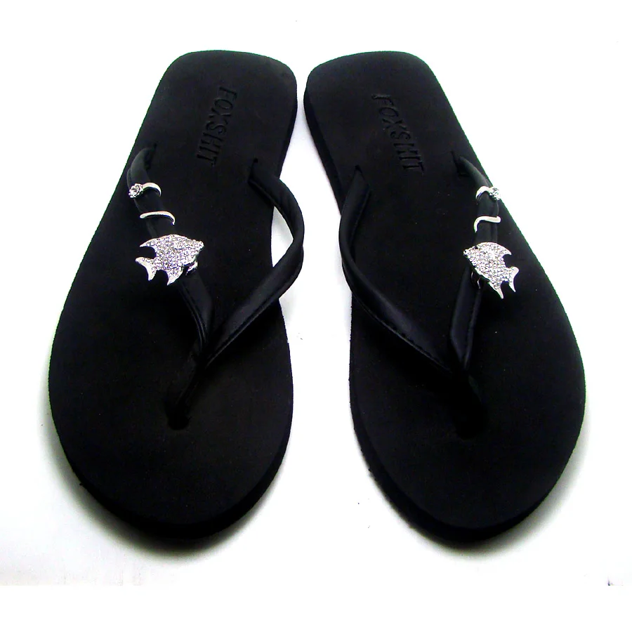 

New crystals Sea Fish charm summer beach Flip Flops slippers shoes decorative ornament fashion twisted button accessories 6PRS x