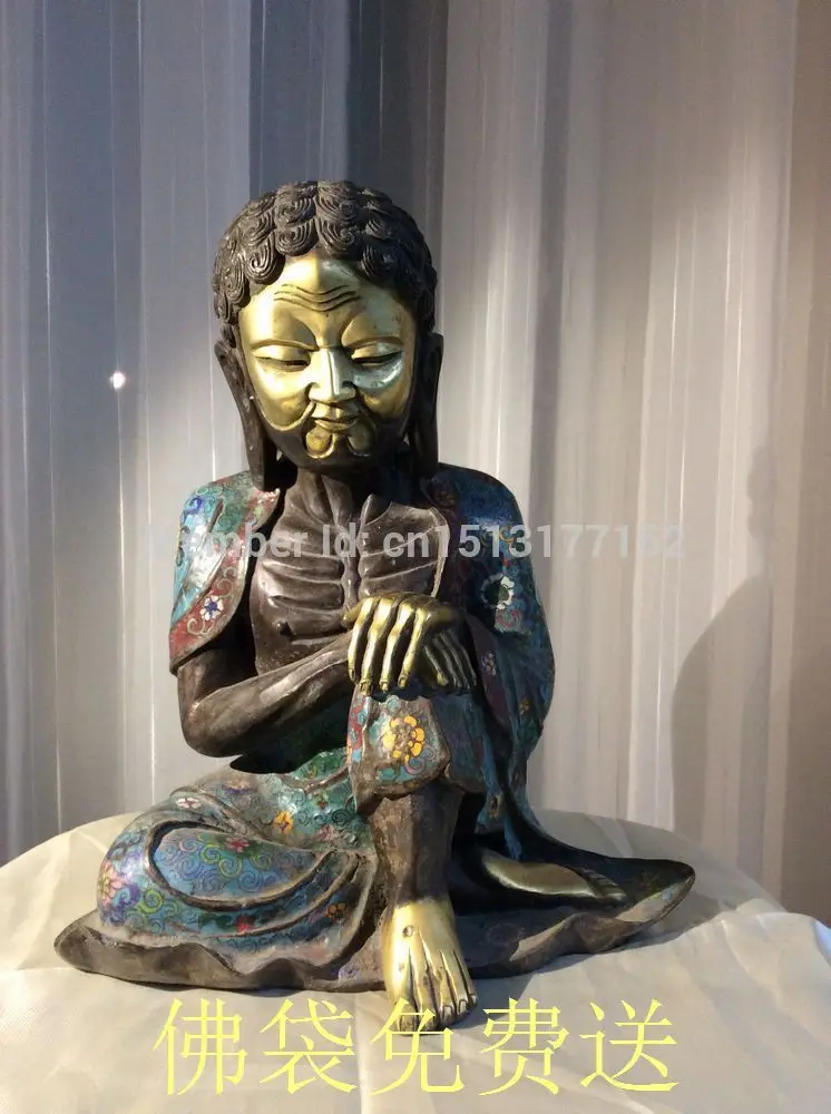 10&quot Tibetan Buddhist bronze cloisonne damo Bodhidharma buddha statue 26cm tall Bronze Finish Buddha Healing Statue | Дом и сад
