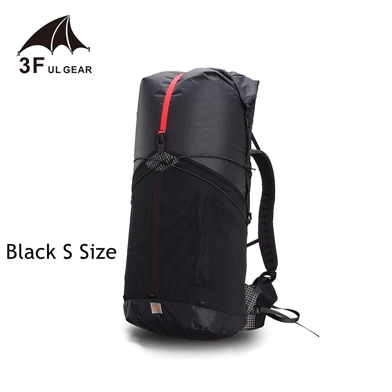 55L XPAC Black S 3F UL GEAR 55L большой рюкзак для скалолазания XPAC уличная Сверхлегкая рама меньше пакетов сумки легкие прочные дорожные походные рюкзаки - Цвет: 55L XPAC Black S