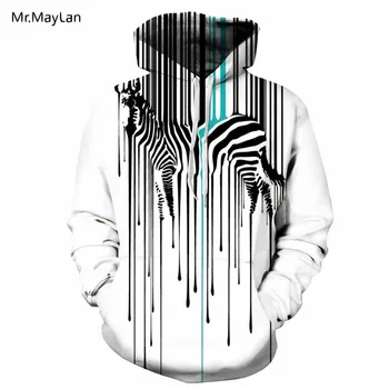 

2018 Design Hipster Animal Zebra 3D Print Oversize Tracksuit Men/Women Autumn Winter Jacket Hoodies Hat Sweatshirts Boys Coat