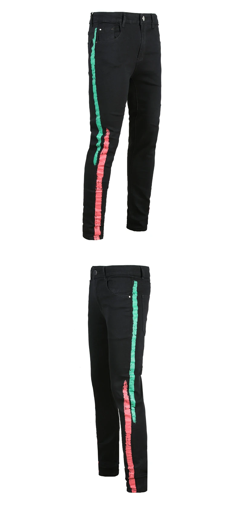 QUANBO мужские черные узкие эластичные джинсы в стиле панк мода Slim Fit эластичный пояс Джинсы для женщин печати джинсовые узкие брюки плюс