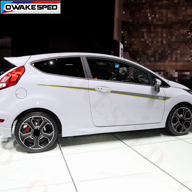 Гоночные спортивные полосы автомобильные наклейки на талию для Ford Fiesta ST RS Hatchback