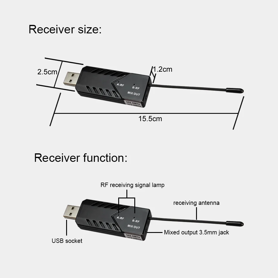 Беспроводной двухканальный USB микрофон KEXU TP для караоке конференций лекций