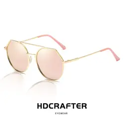 Ретро Круглый поляризованные очки Для женщин Для мужчин Брендовая Дизайнерская обувь солнцезащитные очки для Для женщин зеркальные