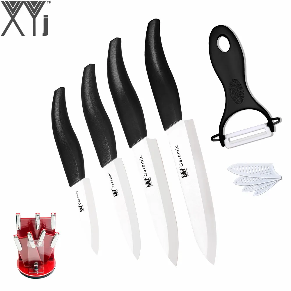 White Blade Kitchen Knives XYJ Ceramic Knives 6 Pieces Set Black Handle