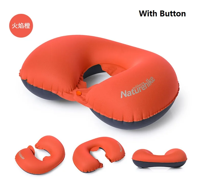 NatureHike продвижение портативная u-образная надувная подушка для сна Путешествия надувная подушка для шеи защитная подушка для самолета - Цвет: Orange with Button