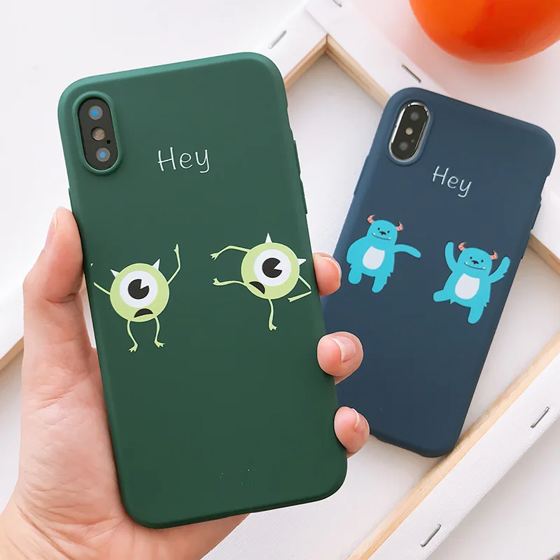 

Simple Monster University anime phone case for coque iphone 7 8 6s 6 plus Solid color silicone case for iphone cover X XR XS Max