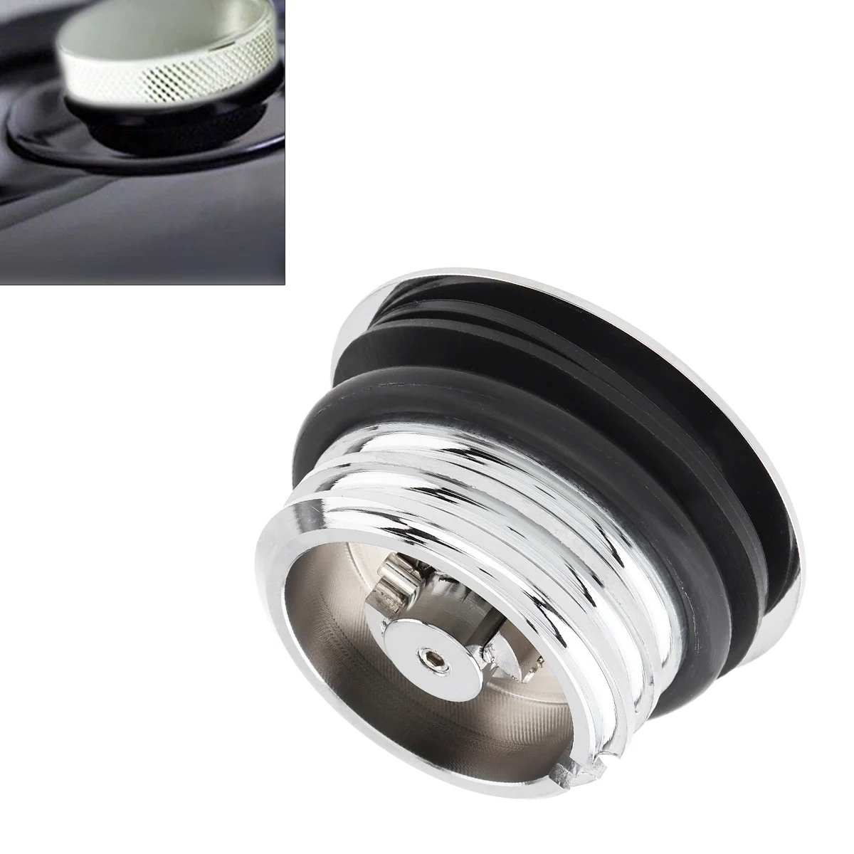 

Silver Motorcycle Flush Pop Up Screw In Gas Cap Mount Fuel Tank Oil Cap with O-ring for Harley Davidson Sportster Super Glide