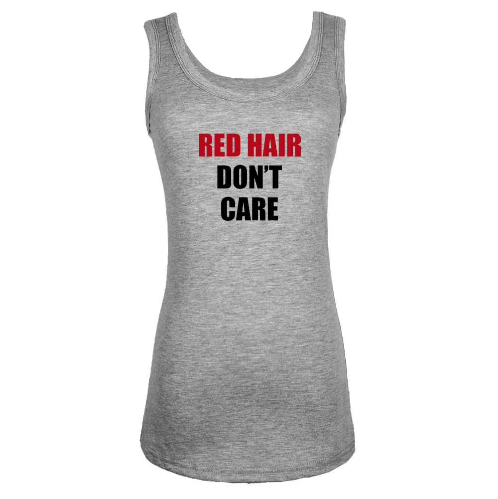 

iDzn New Arrival Casual Women's Vest Funny Red hair dont care Graphic Sleeveless Tanks for Lady Fitness O Neck Girl's Tank Tops