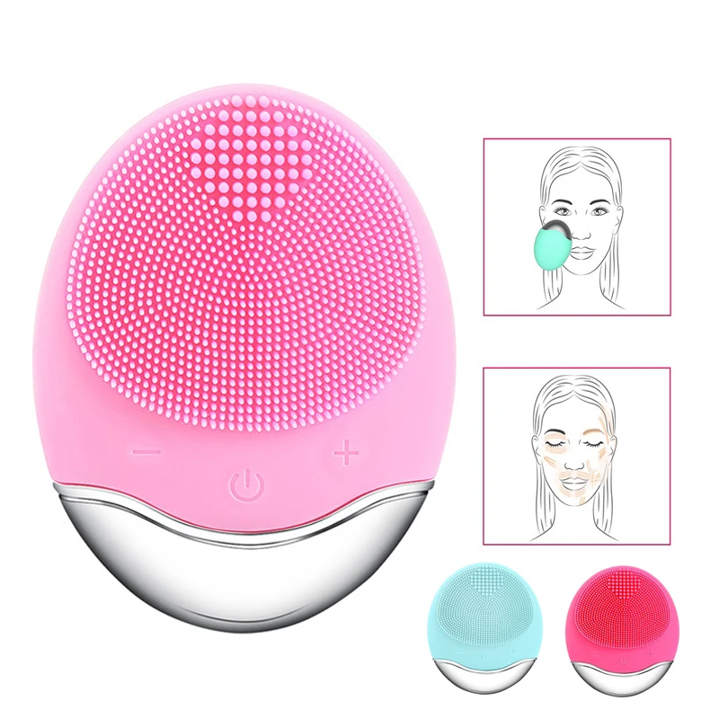 Electric Facial Cleansing Brush Device Rechargeable Silicone Face Washing Brush Cleansers