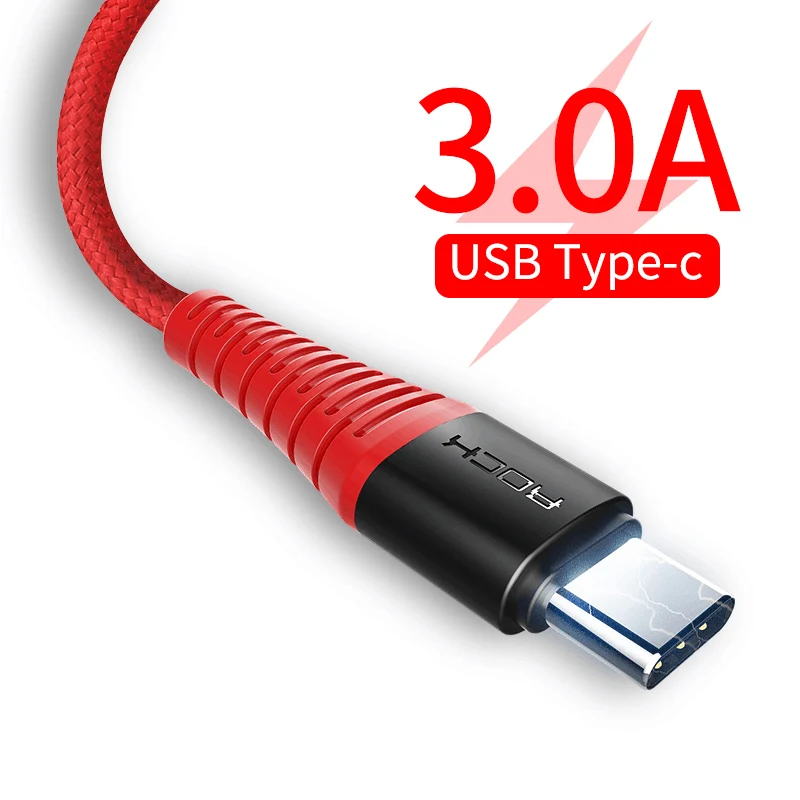 

ROCK Hi-Tensile USB Type C Cable 3A USB Type-c Cable Fast Charging Sync Data Cable for Galaxy S8 plus Note8 Xiaomi Clearance 49%