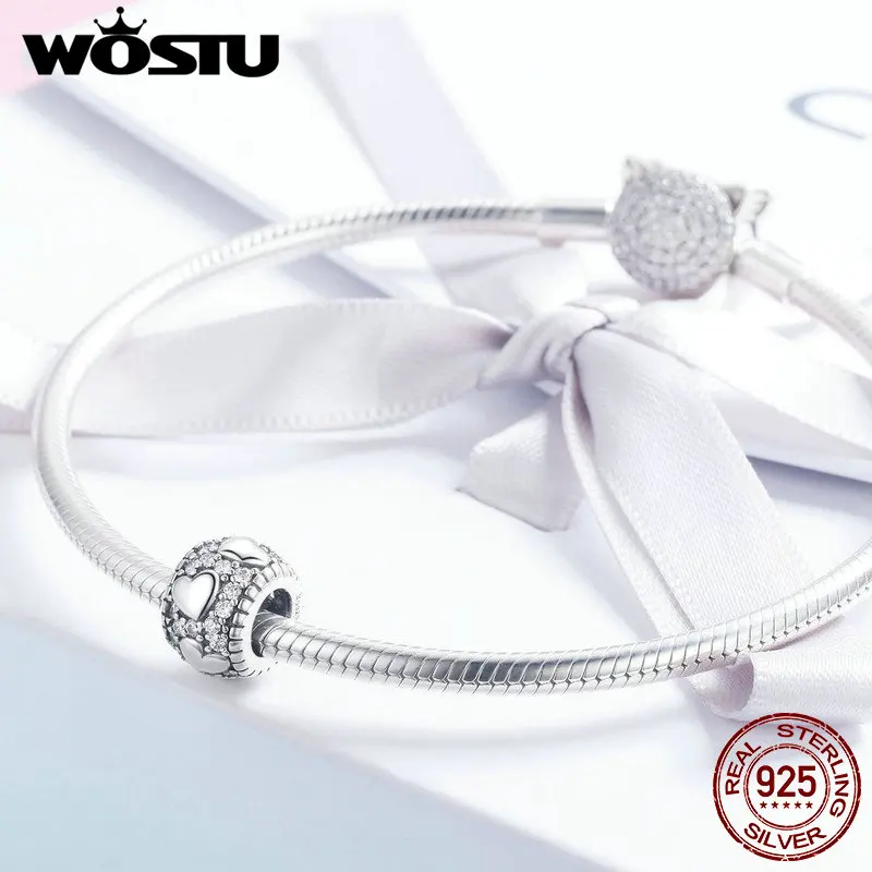 WOSTU 2019 Новое поступление кулон с ярким сердцем из серебра сделай сам браслет