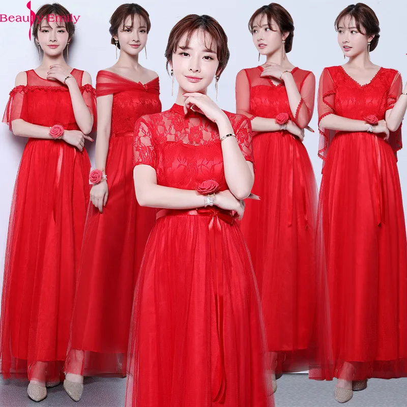 Beauty Emily Charming O Neck Bridesmaid Dress 2019 Real Photo