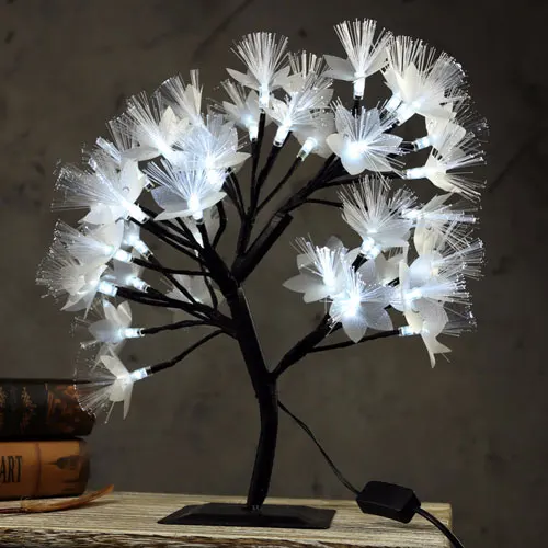 Светодиодный светильник Luminarias, ветви вишневого дерева, ночные светильники, праздничное освещение, настольные лампы для спальни, вечерние, свадебные, для дома - Испускаемый цвет: Fiber Optic - White