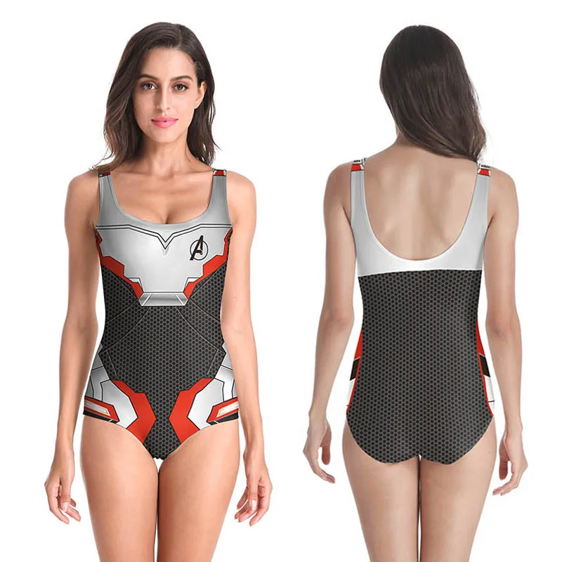 Avengers 4 Endgame Quantum Realm Cosplay Swimwear Sexy Women's One-Piece Sleeveless Swimsuit Bathing Suit Costumes