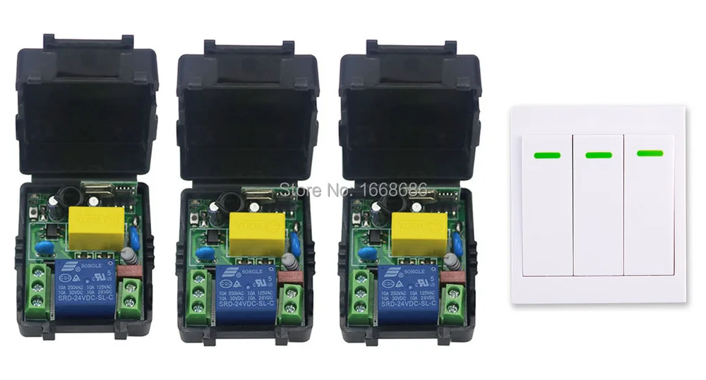 

New AC 220 V 1CH Wireless Remote Control Switch System Receiver + Wall Panel Remote Transmitter Sticky Remote Smart Home Switch